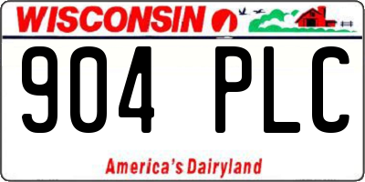 WI license plate 904PLC