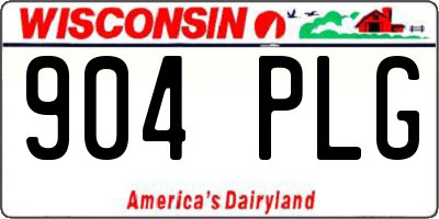 WI license plate 904PLG