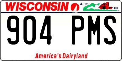 WI license plate 904PMS