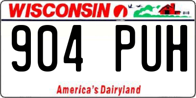 WI license plate 904PUH