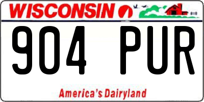 WI license plate 904PUR