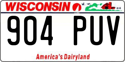 WI license plate 904PUV
