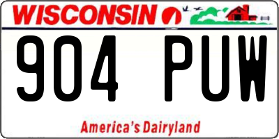 WI license plate 904PUW