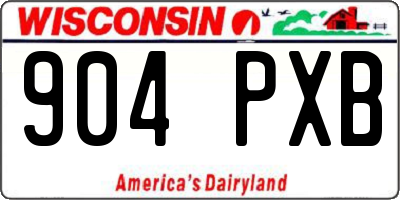 WI license plate 904PXB