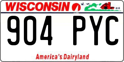 WI license plate 904PYC