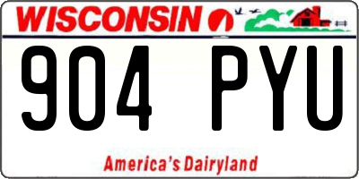 WI license plate 904PYU