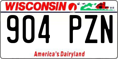 WI license plate 904PZN