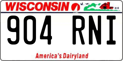 WI license plate 904RNI