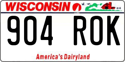 WI license plate 904ROK