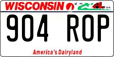 WI license plate 904ROP