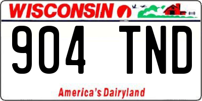 WI license plate 904TND