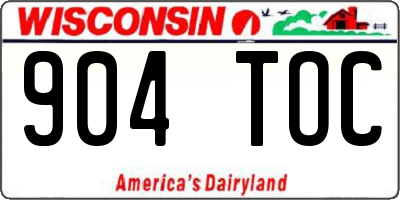 WI license plate 904TOC