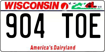 WI license plate 904TOE
