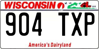 WI license plate 904TXP