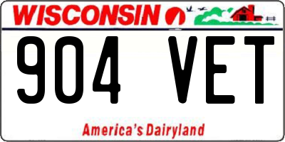 WI license plate 904VET