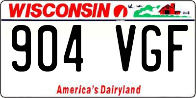 WI license plate 904VGF