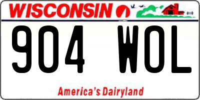 WI license plate 904WOL