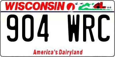 WI license plate 904WRC