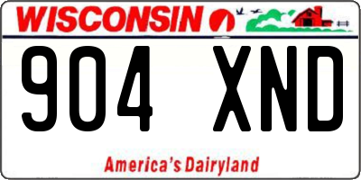 WI license plate 904XND