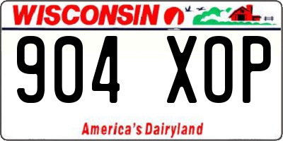 WI license plate 904XOP