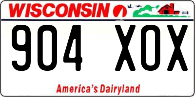 WI license plate 904XOX