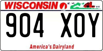 WI license plate 904XOY