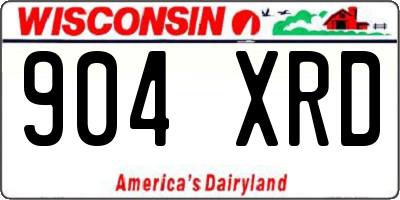 WI license plate 904XRD