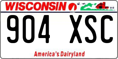 WI license plate 904XSC