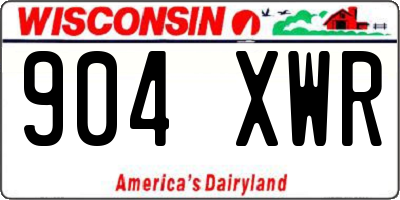 WI license plate 904XWR