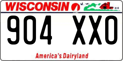 WI license plate 904XXO