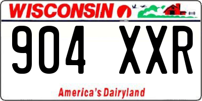 WI license plate 904XXR