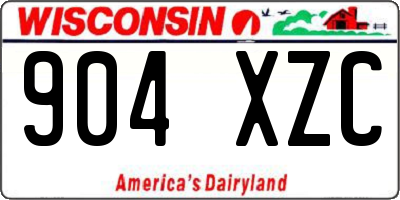 WI license plate 904XZC