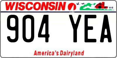 WI license plate 904YEA
