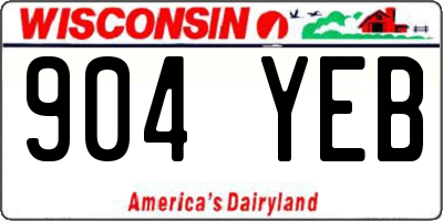 WI license plate 904YEB