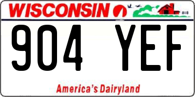 WI license plate 904YEF
