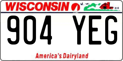 WI license plate 904YEG
