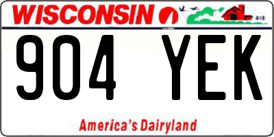 WI license plate 904YEK