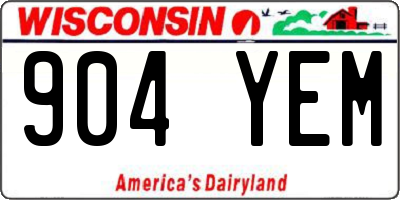 WI license plate 904YEM