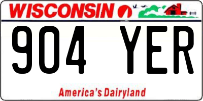 WI license plate 904YER