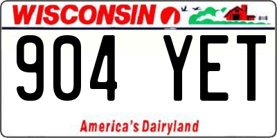 WI license plate 904YET