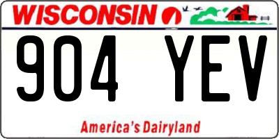 WI license plate 904YEV