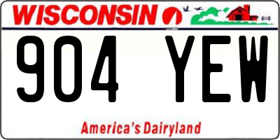 WI license plate 904YEW