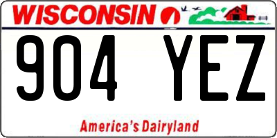 WI license plate 904YEZ