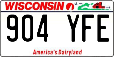 WI license plate 904YFE