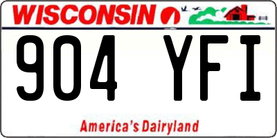 WI license plate 904YFI