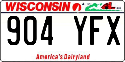 WI license plate 904YFX