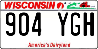 WI license plate 904YGH
