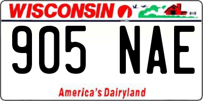 WI license plate 905NAE