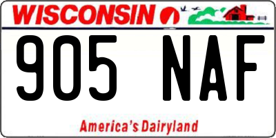 WI license plate 905NAF