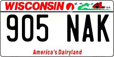 WI license plate 905NAK